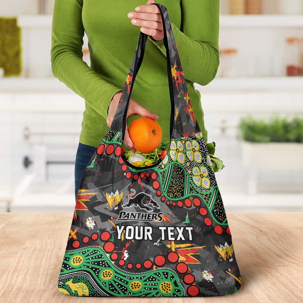 Personalized Penrith Panthers Grocery Bag Aboriginal Pattern with Graffiti Style Design