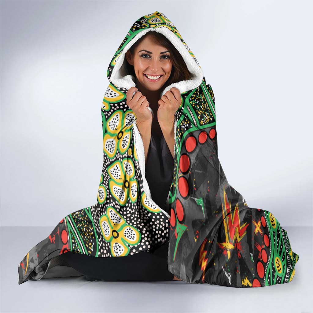 Personalized Penrith Panthers Hooded Blanket Aboriginal Pattern with Graffiti Style Design