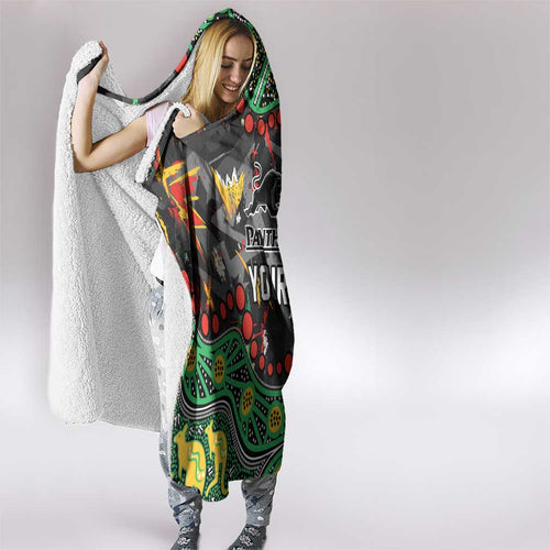 Personalized Penrith Panthers Hooded Blanket Aboriginal Pattern with Graffiti Style Design