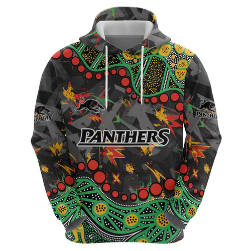 Personalized Penrith Panthers Hoodie Aboriginal Pattern with Graffiti Style Design