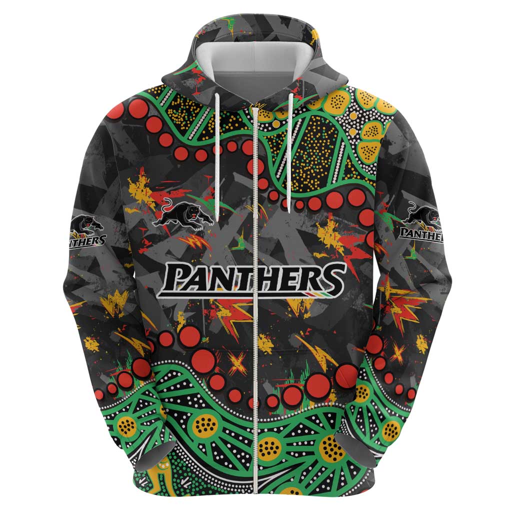 Personalized Penrith Panthers Hoodie Aboriginal Pattern with Graffiti Style Design