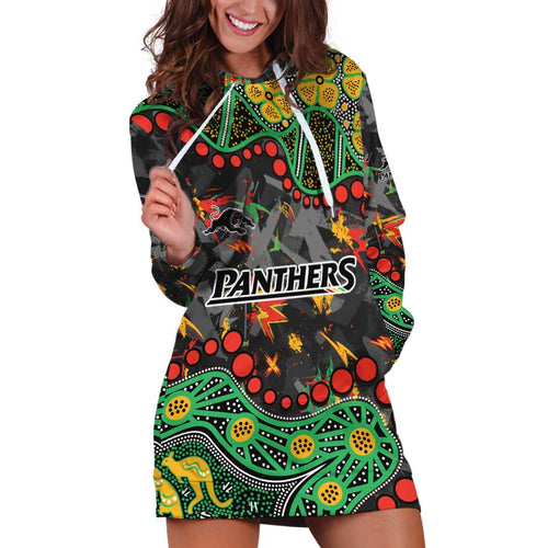 Personalized Penrith Panthers Hoodie Dress Aboriginal Pattern with Graffiti Style Design