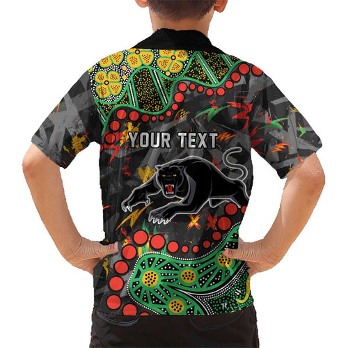 Personalized Penrith Panthers Kid Hawaiian Shirt Aboriginal Pattern with Graffiti Style Design