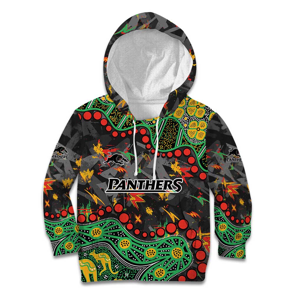 Personalized Penrith Panthers Kid Hoodie Aboriginal Pattern with Graffiti Style Design