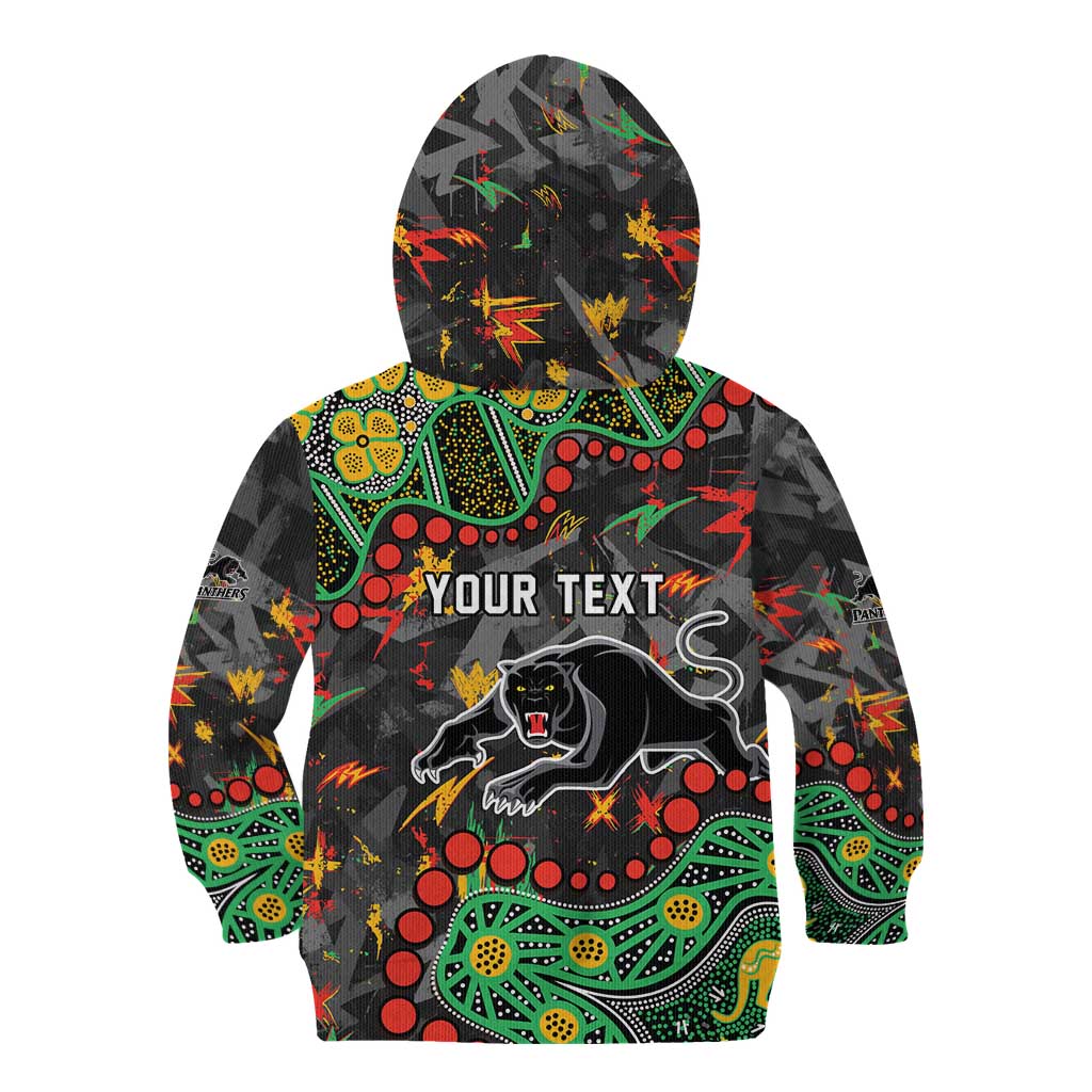 Personalized Penrith Panthers Kid Hoodie Aboriginal Pattern with Graffiti Style Design