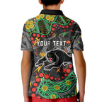 Personalized Penrith Panthers Kid Polo Shirt Aboriginal Pattern with Graffiti Style Design