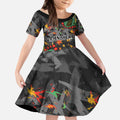 Personalized Penrith Panthers Kid Short Sleeve Dress Aboriginal Pattern with Graffiti Style Design