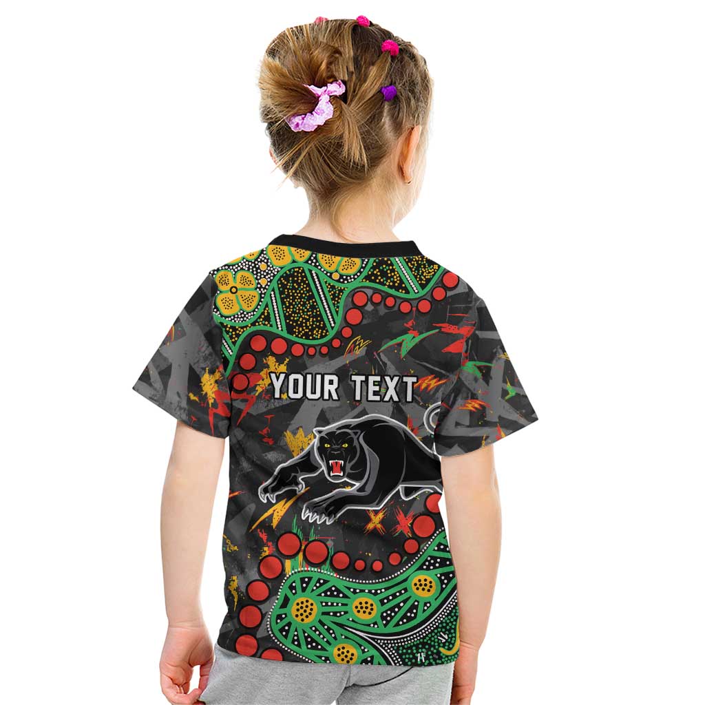 Personalized Penrith Panthers Kid T Shirt Aboriginal Pattern with Graffiti Style Design