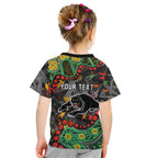 Personalized Penrith Panthers Kid T Shirt Aboriginal Pattern with Graffiti Style Design