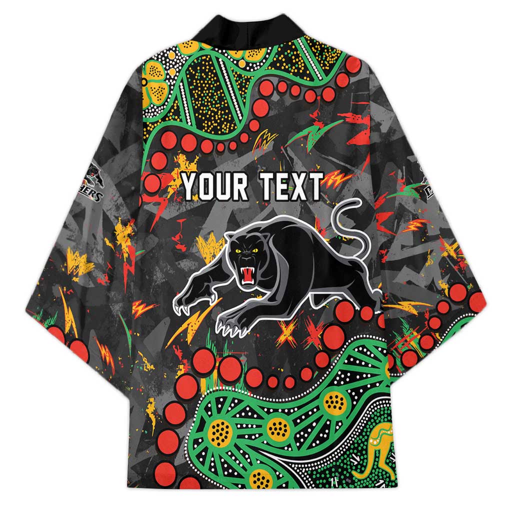 Personalized Penrith Panthers Kimono Aboriginal Pattern with Graffiti Style Design