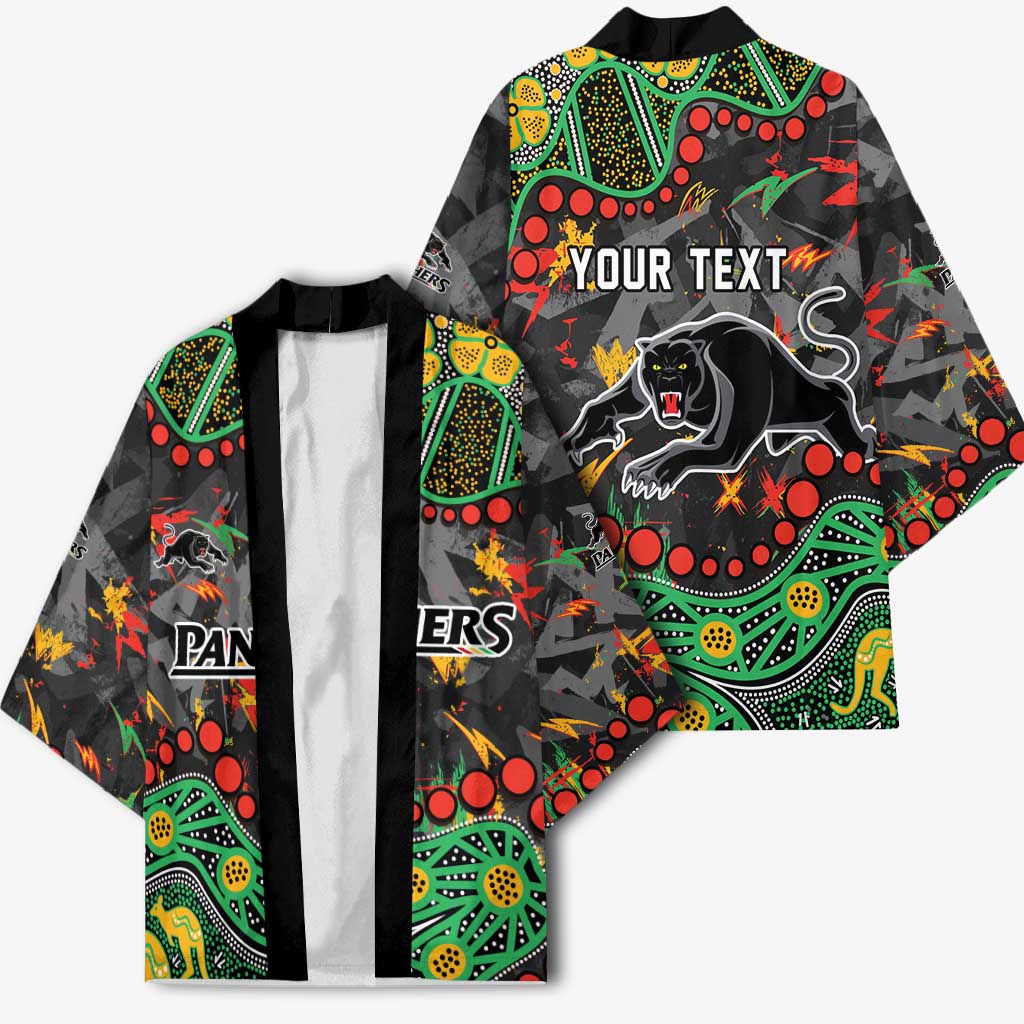 Personalized Penrith Panthers Kimono Aboriginal Pattern with Graffiti Style Design