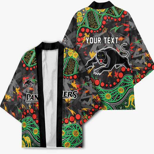 Personalized Penrith Panthers Kimono Aboriginal Pattern with Graffiti Style Design