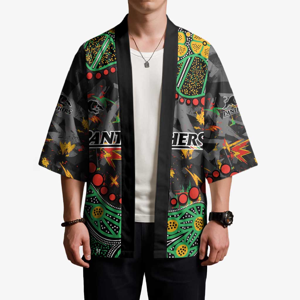 Personalized Penrith Panthers Kimono Aboriginal Pattern with Graffiti Style Design