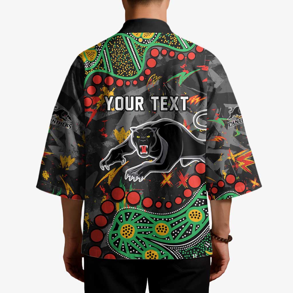 Personalized Penrith Panthers Kimono Aboriginal Pattern with Graffiti Style Design