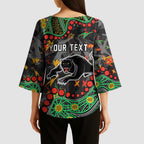 Personalized Penrith Panthers Kimono Sleeve Blouse Aboriginal Pattern with Graffiti Style Design