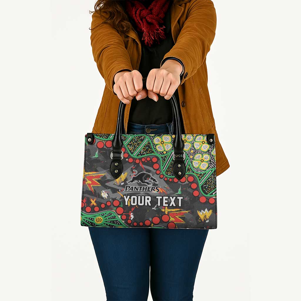 Personalized Penrith Panthers Leather Bag Aboriginal Pattern with Graffiti Style Design
