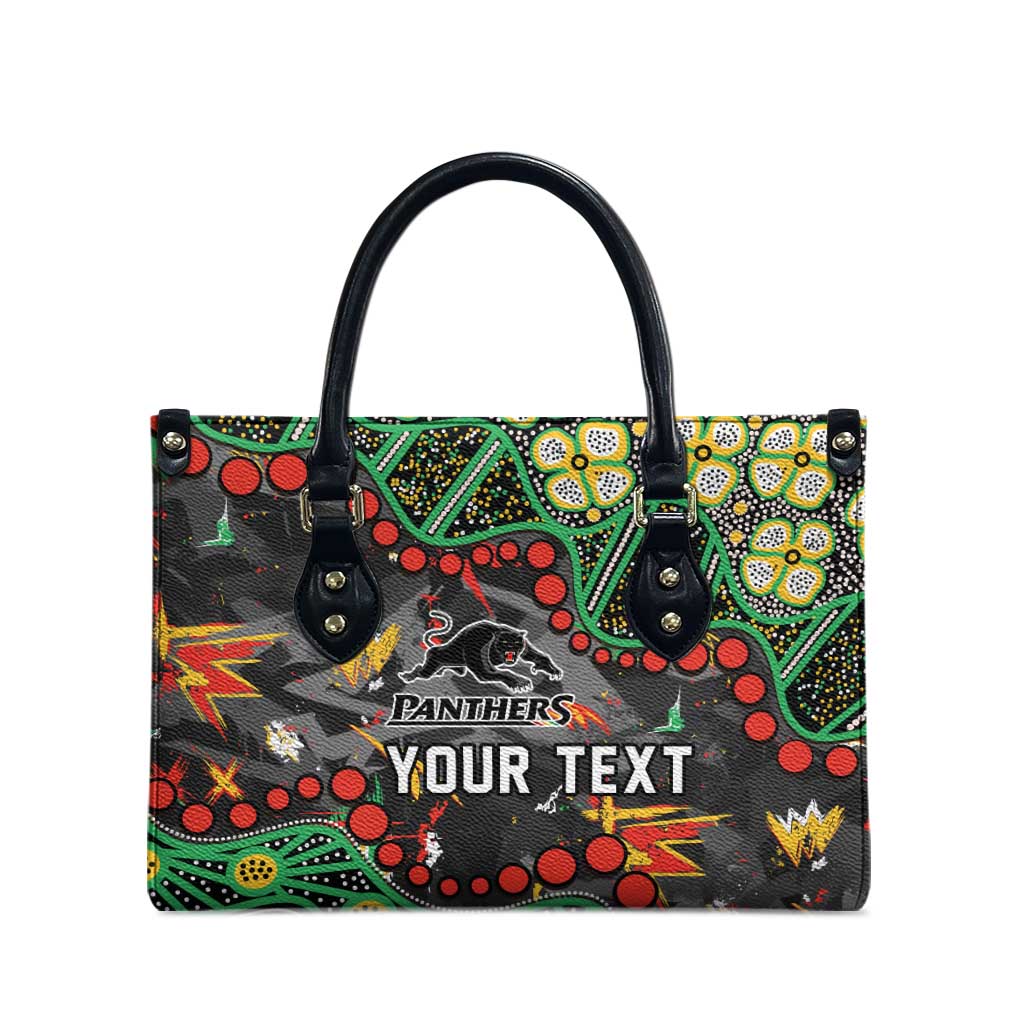 Personalized Penrith Panthers Leather Bag Aboriginal Pattern with Graffiti Style Design
