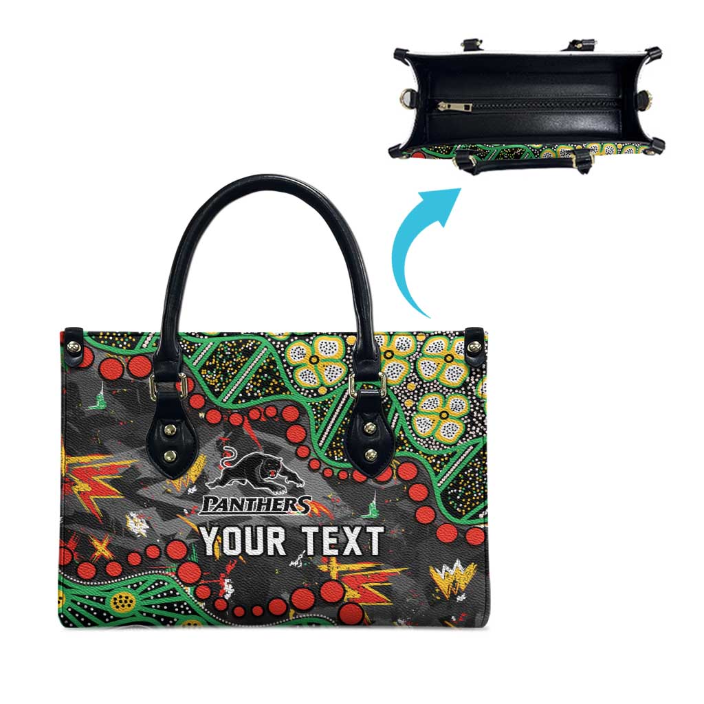 Personalized Penrith Panthers Leather Bag Aboriginal Pattern with Graffiti Style Design