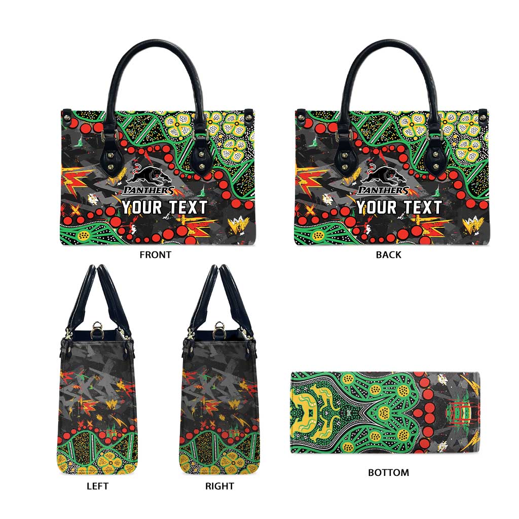 Personalized Penrith Panthers Leather Bag Aboriginal Pattern with Graffiti Style Design