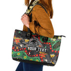 Personalized Penrith Panthers Leather Tote Bag Aboriginal Pattern with Graffiti Style Design