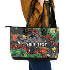 Personalized Penrith Panthers Leather Tote Bag Aboriginal Pattern with Graffiti Style Design