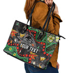Personalized Penrith Panthers Leather Tote Bag Aboriginal Pattern with Graffiti Style Design