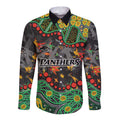 Personalized Penrith Panthers Long Sleeve Button Shirt Aboriginal Pattern with Graffiti Style Design