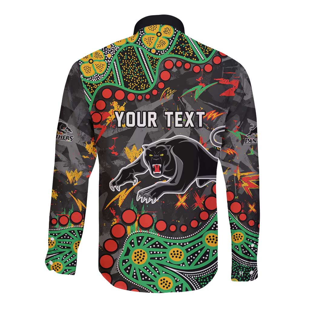 Personalized Penrith Panthers Long Sleeve Button Shirt Aboriginal Pattern with Graffiti Style Design