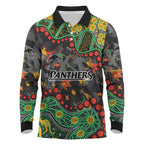 Personalized Penrith Panthers Long Sleeve Polo Shirt Aboriginal Pattern with Graffiti Style Design