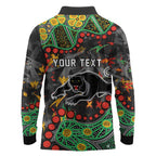 Personalized Penrith Panthers Long Sleeve Polo Shirt Aboriginal Pattern with Graffiti Style Design