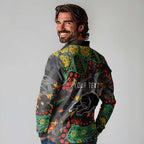 Personalized Penrith Panthers Long Sleeve Polo Shirt Aboriginal Pattern with Graffiti Style Design