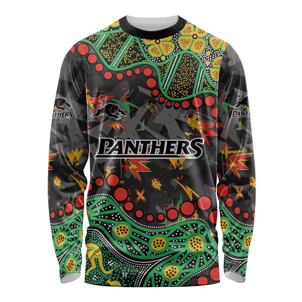 Personalized Penrith Panthers Long Sleeve Shirt Aboriginal Pattern with Graffiti Style Design