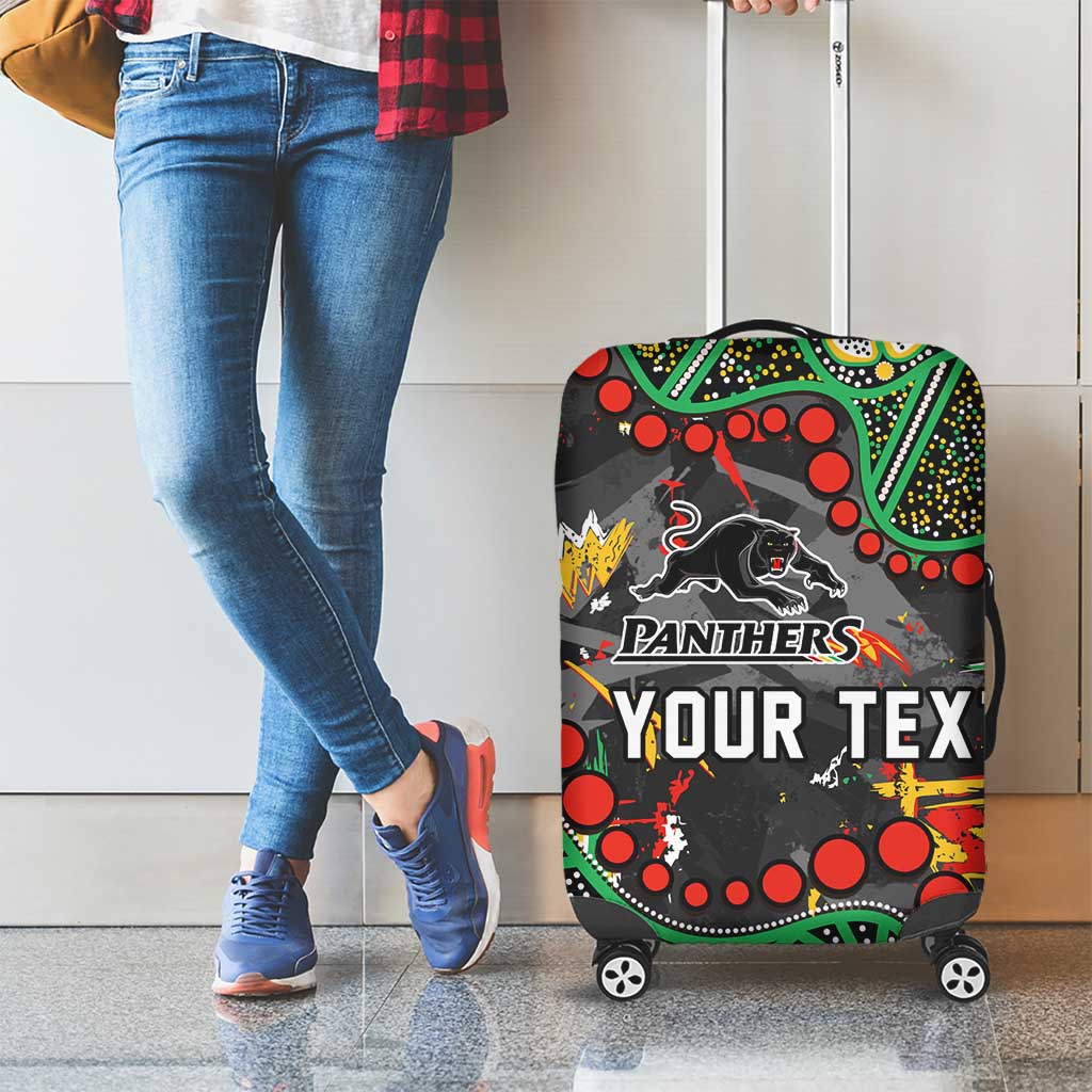 Personalized Penrith Panthers Luggage Cover Aboriginal Pattern with Graffiti Style Design