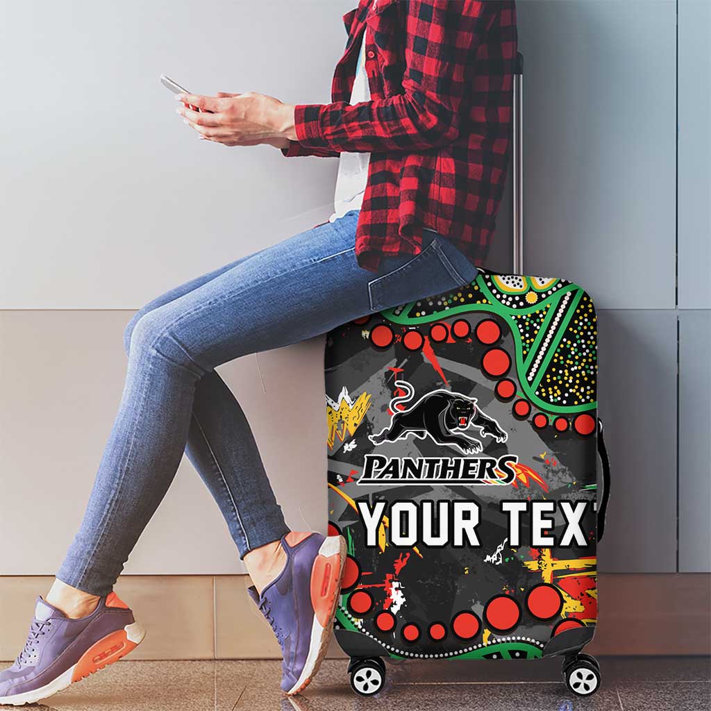 Personalized Penrith Panthers Luggage Cover Aboriginal Pattern with Graffiti Style Design