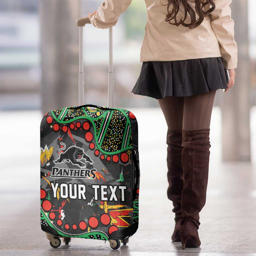 Personalized Penrith Panthers Luggage Cover Aboriginal Pattern with Graffiti Style Design