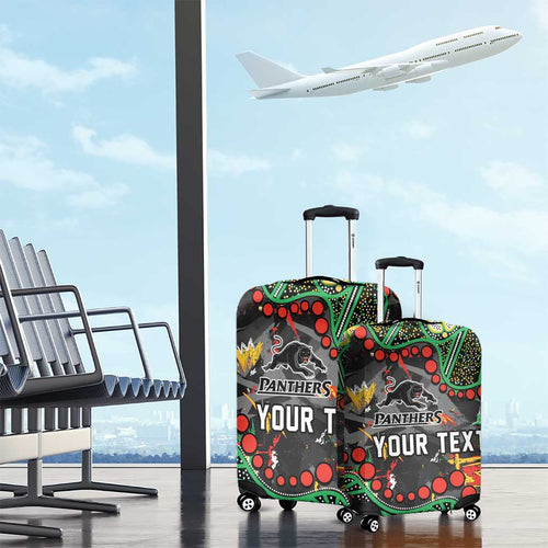 Personalized Penrith Panthers Luggage Cover Aboriginal Pattern with Graffiti Style Design
