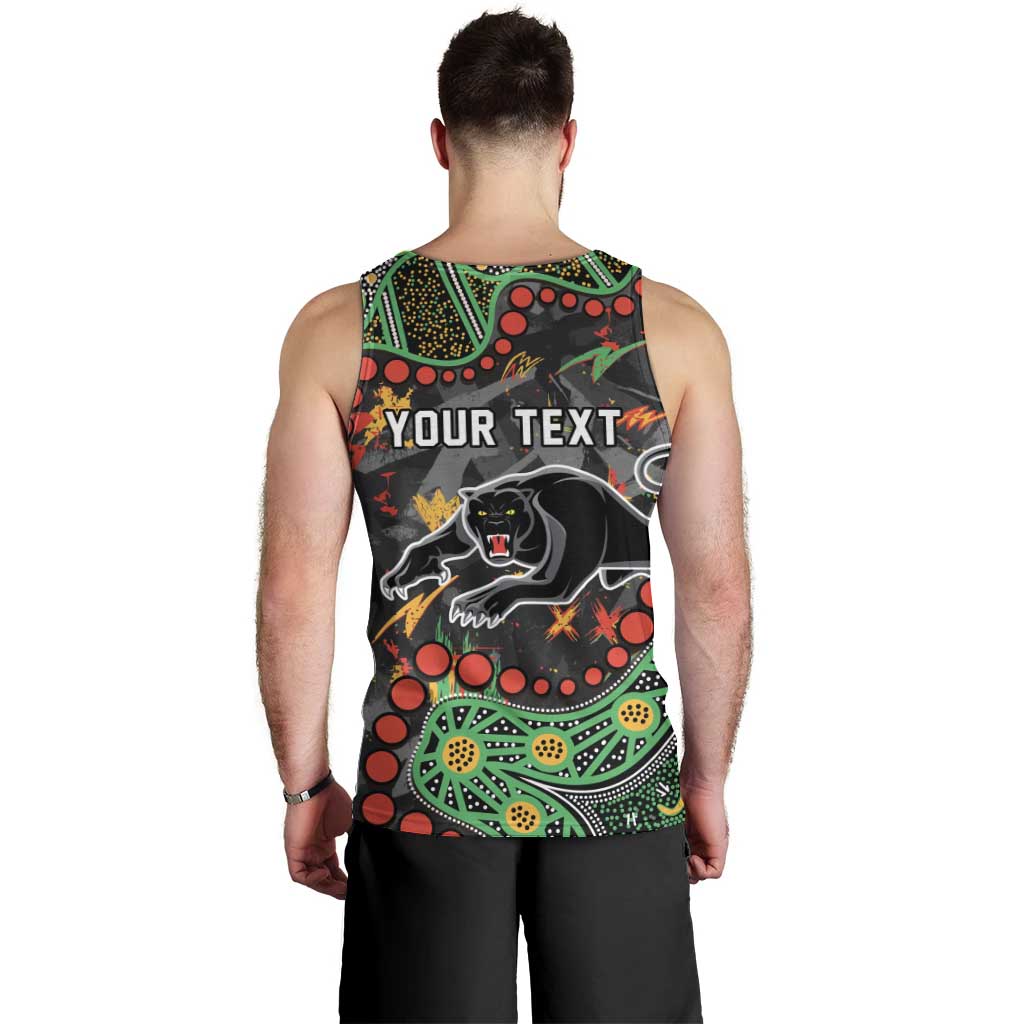 Personalized Penrith Panthers Men Tank Top Aboriginal Pattern with Graffiti Style Design