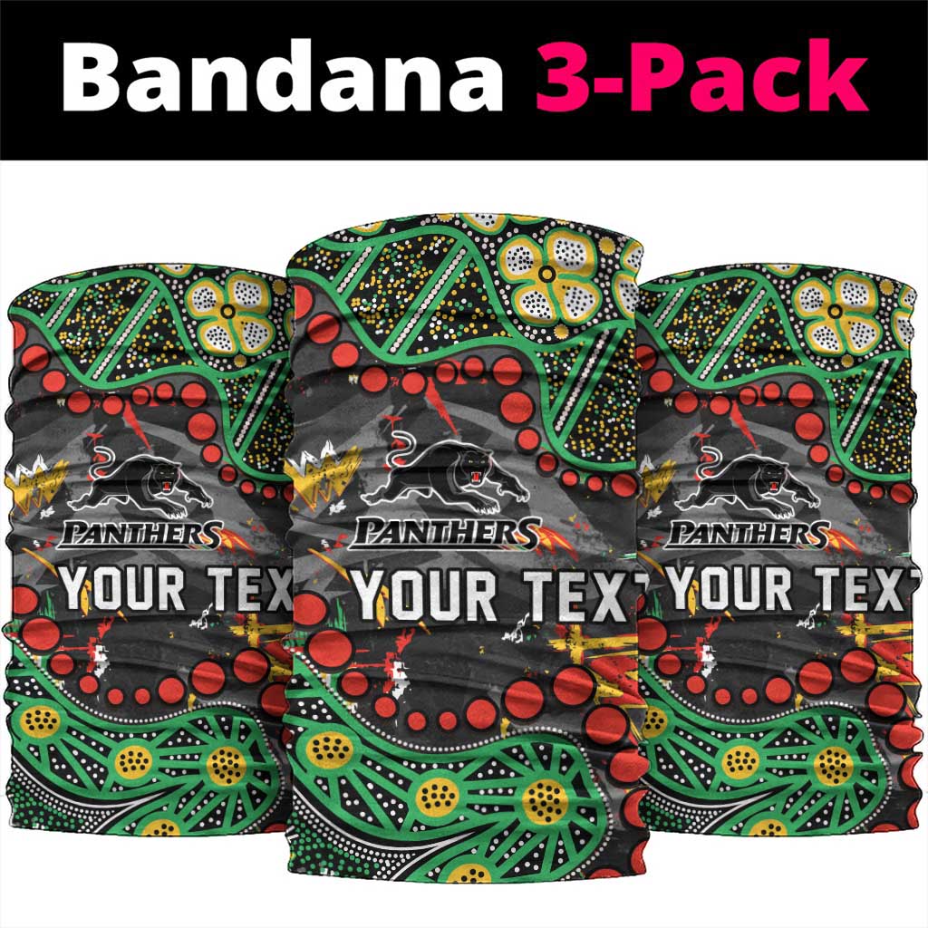 Personalized Penrith Panthers Neck Gaiter Aboriginal Pattern with Graffiti Style Design