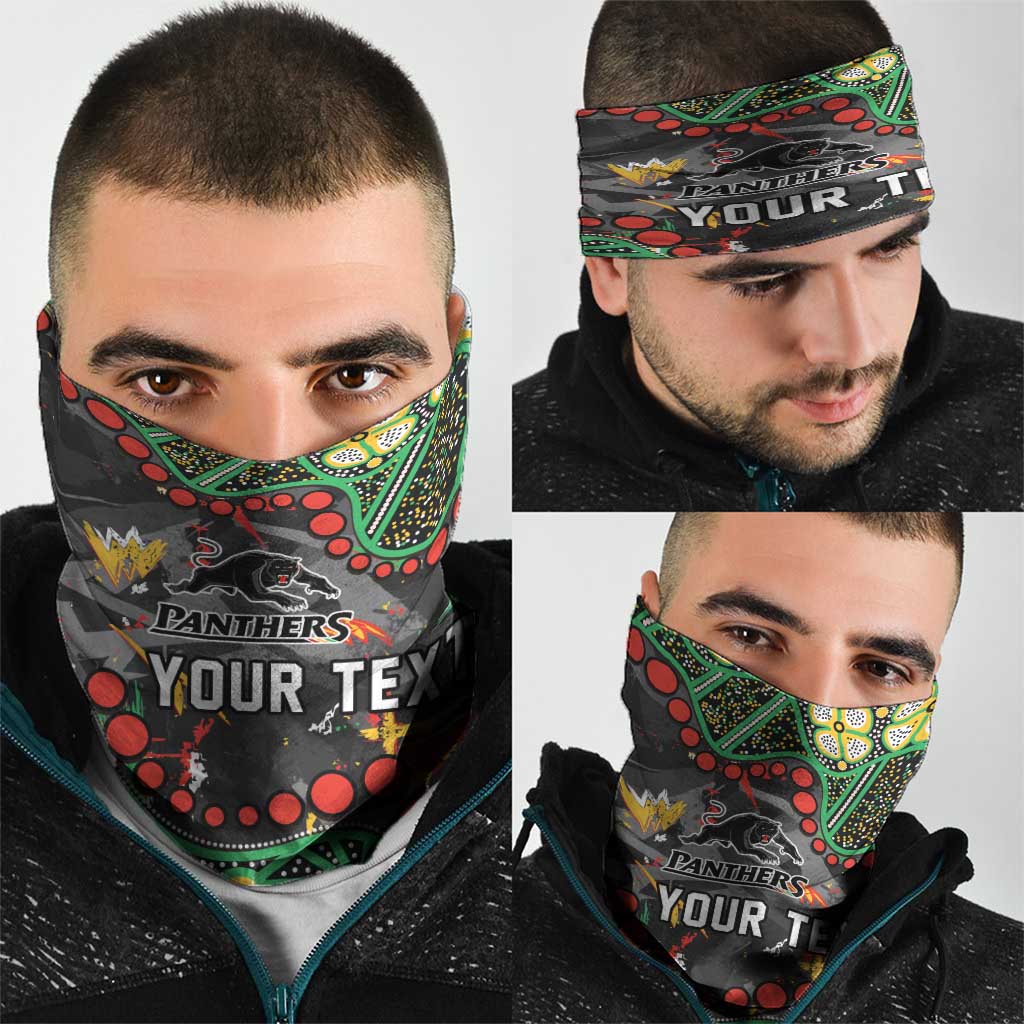 Personalized Penrith Panthers Neck Gaiter Aboriginal Pattern with Graffiti Style Design