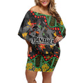 Personalized Penrith Panthers Off Shoulder Short Dress Aboriginal Pattern with Graffiti Style Design