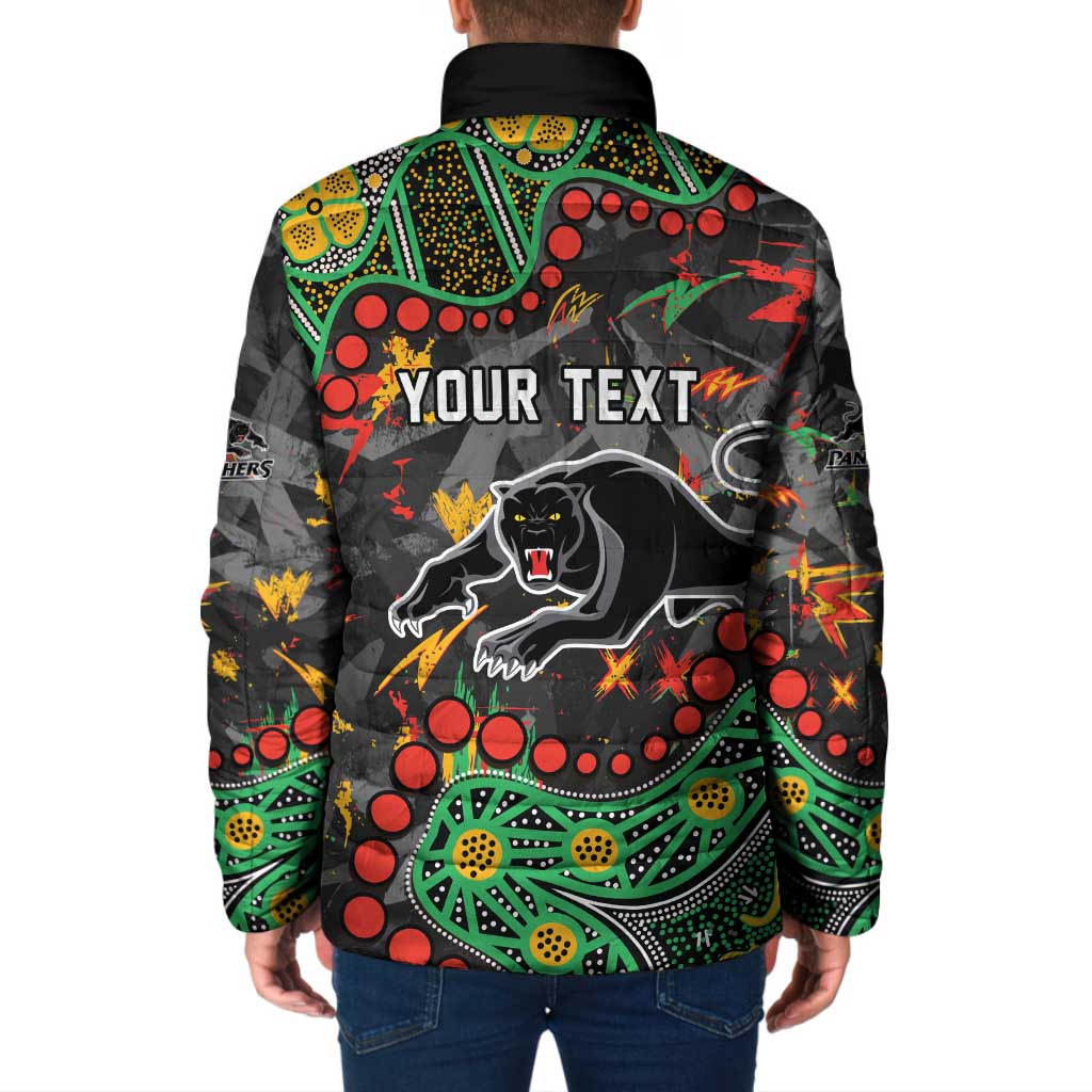 Personalized Penrith Panthers Padded Jacket Aboriginal Pattern with Graffiti Style Design