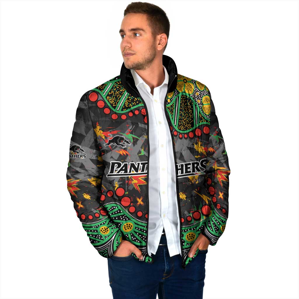 Personalized Penrith Panthers Padded Jacket Aboriginal Pattern with Graffiti Style Design