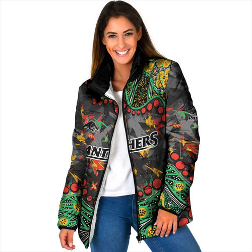 Personalized Penrith Panthers Padded Jacket Aboriginal Pattern with Graffiti Style Design