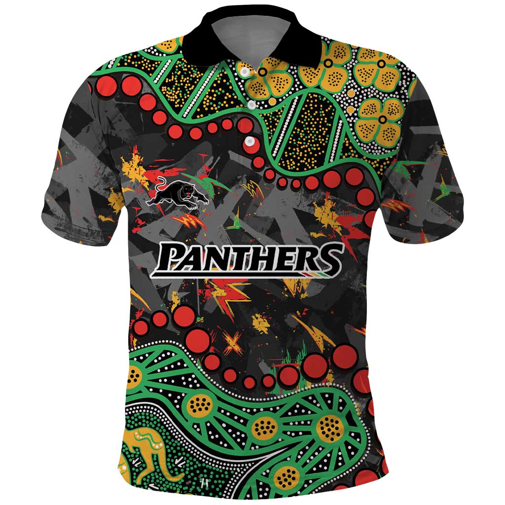 Personalized Penrith Panthers Polo Shirt Aboriginal Pattern with Graffiti Style Design