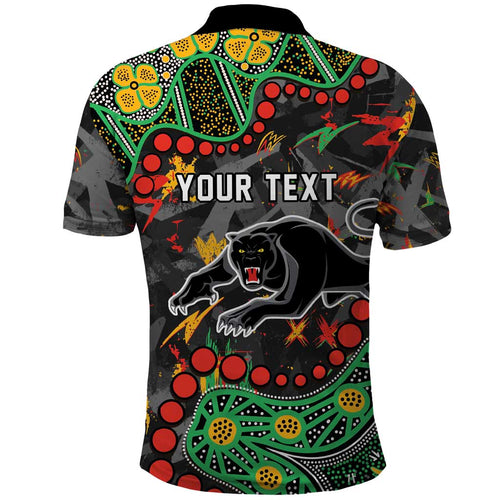 Personalized Penrith Panthers Polo Shirt Aboriginal Pattern with Graffiti Style Design