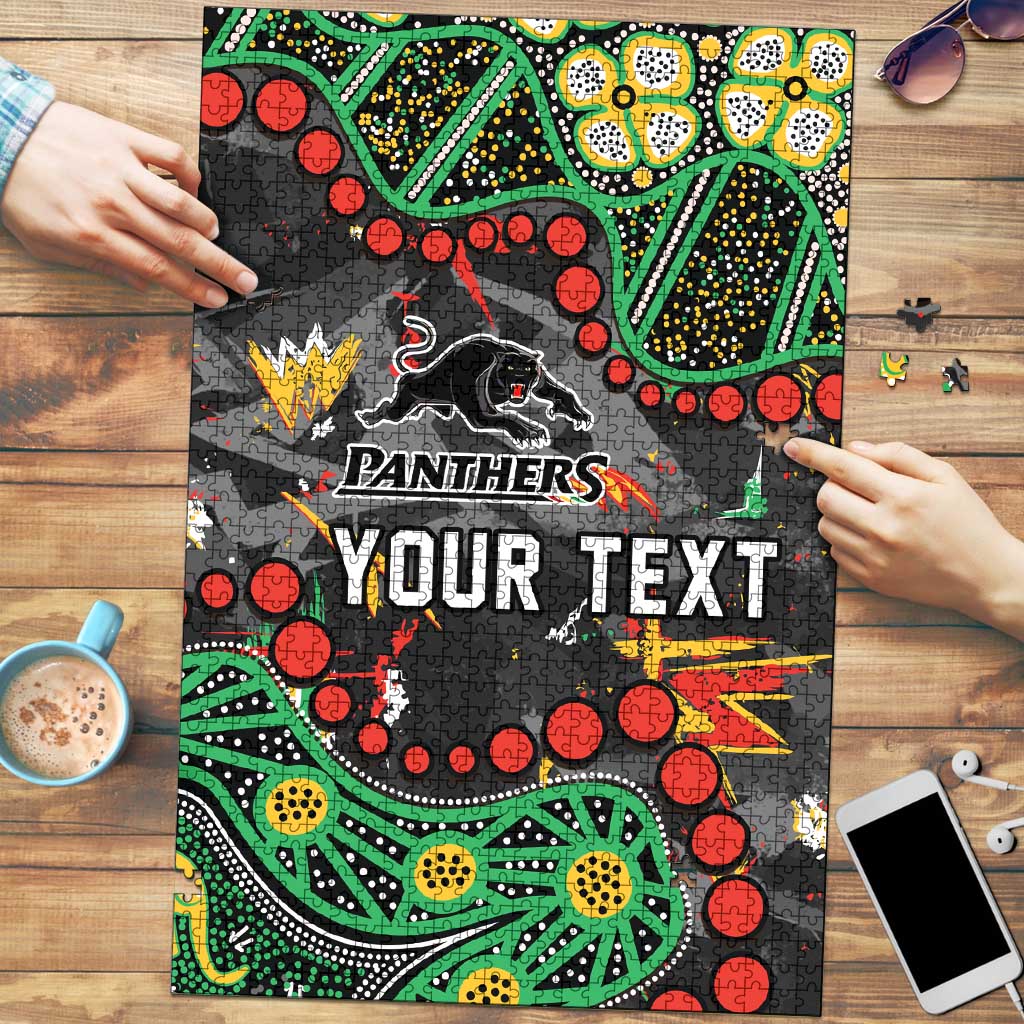 Personalized Penrith Panthers Puzzle Aboriginal Pattern with Graffiti Style Design