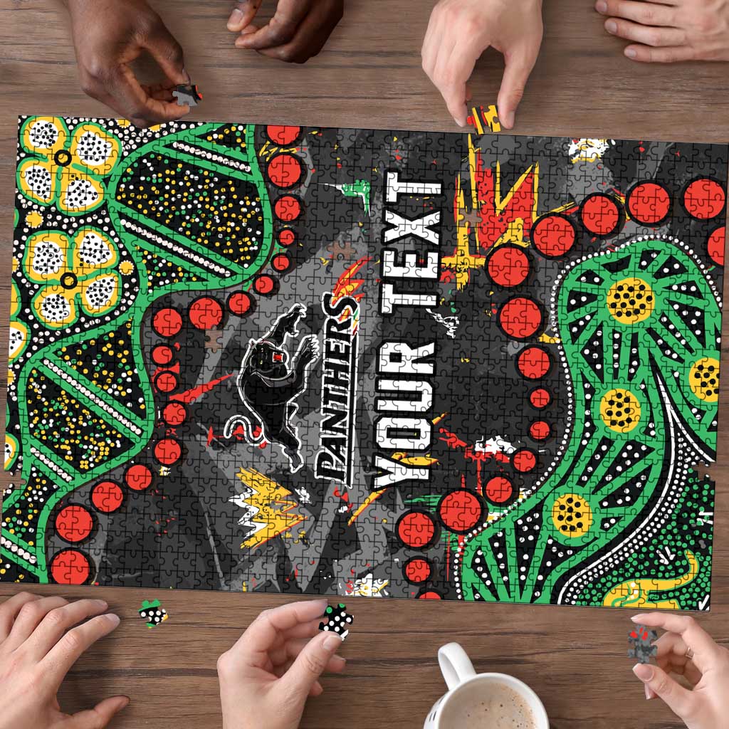 Personalized Penrith Panthers Puzzle Aboriginal Pattern with Graffiti Style Design
