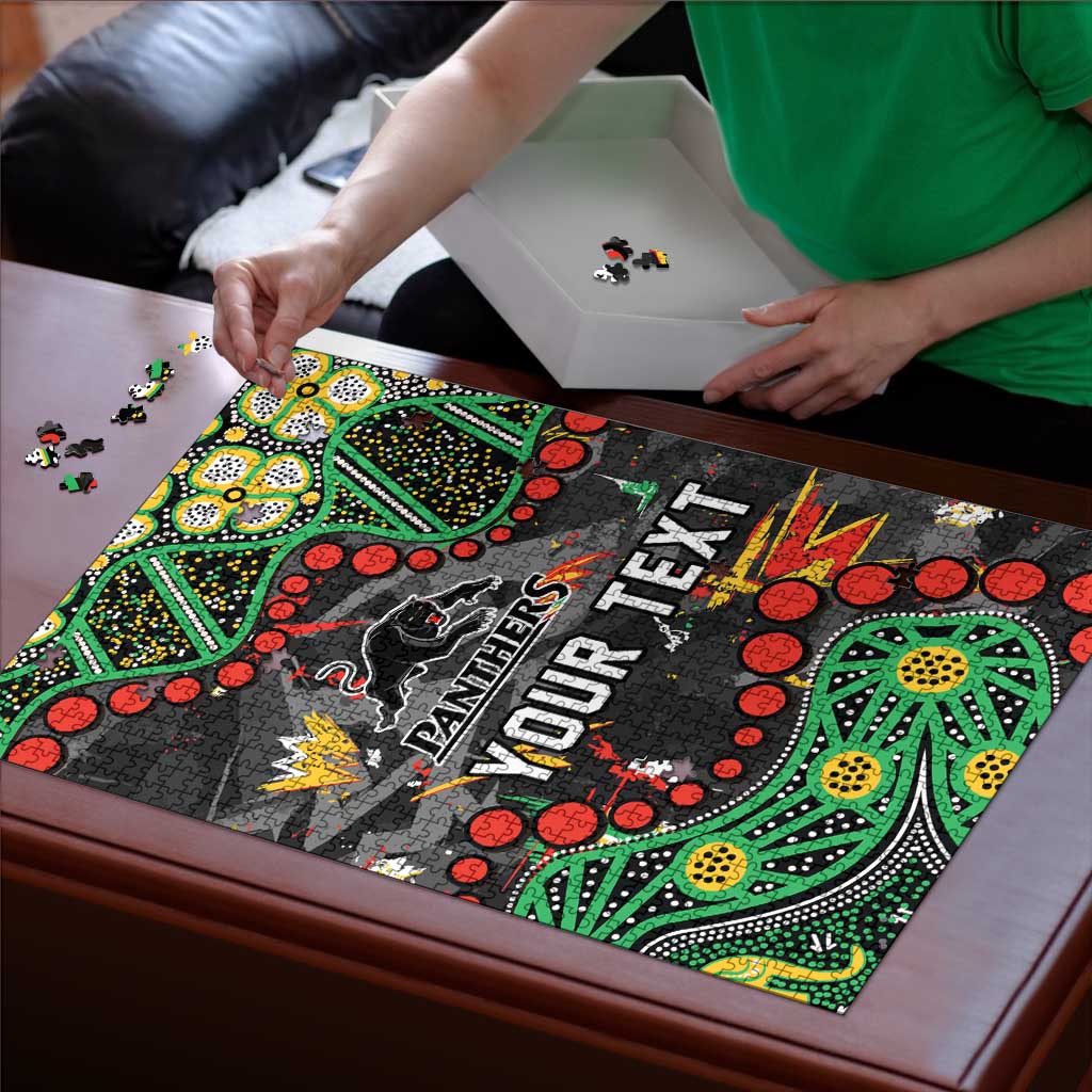 Personalized Penrith Panthers Puzzle Aboriginal Pattern with Graffiti Style Design