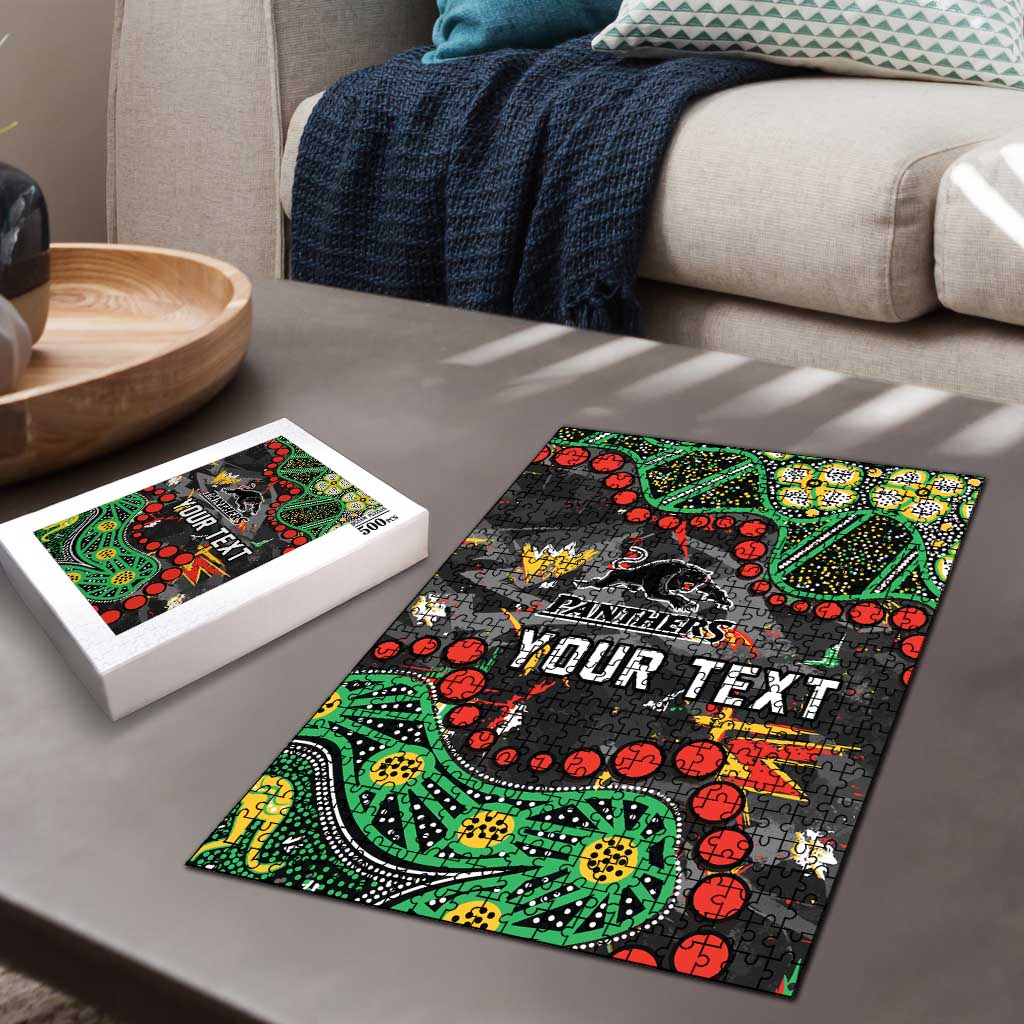 Personalized Penrith Panthers Puzzle Aboriginal Pattern with Graffiti Style Design
