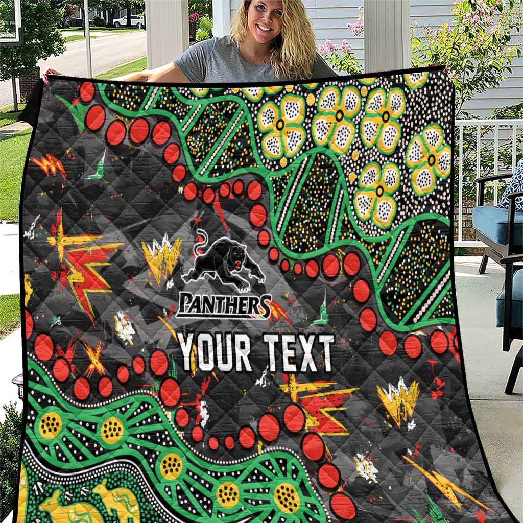Personalized Penrith Panthers Quilt Aboriginal Pattern with Graffiti Style Design